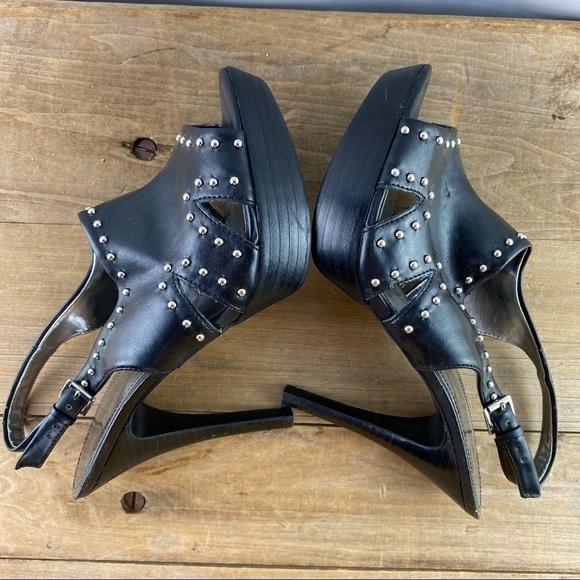 Marc Fisher black with silver studs sexy sling back heels, 7.5 - Picture 3 of 10